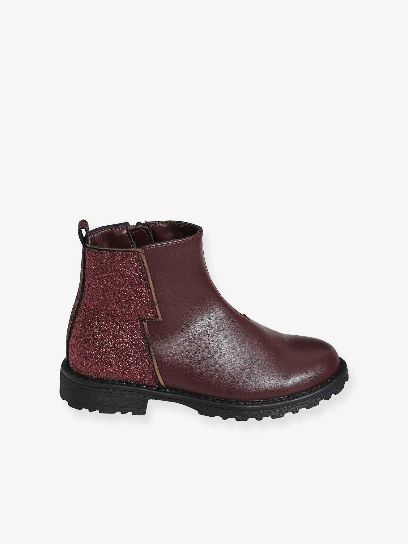 Botas de cano curto com glitter, azul escuro liso, para meninas.