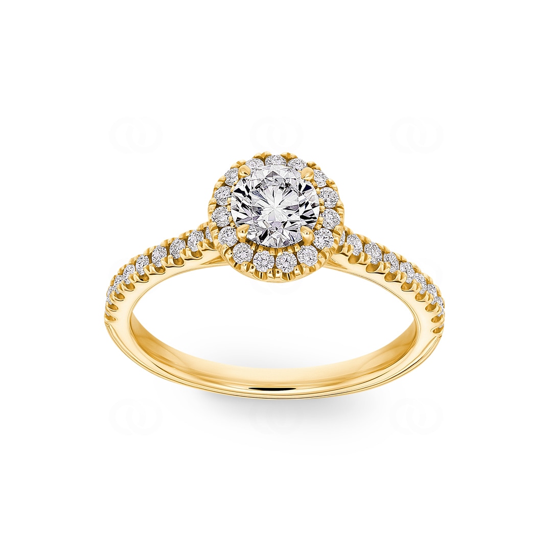 Halo Diamantring 750/18 K Gelbgold 0.85 ct G/si