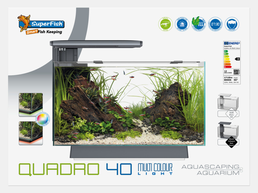 Superfish Aquarium Quadro 40 Multi Colour Zwart