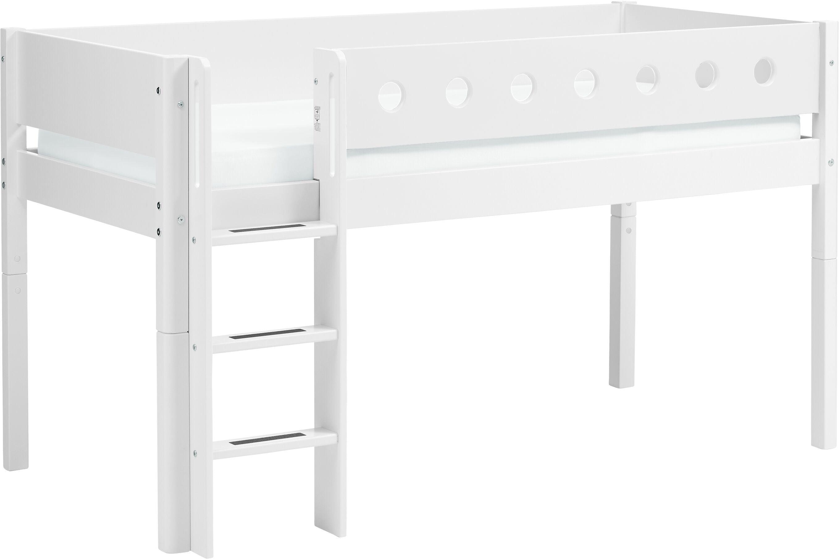 Flexa WHITE Halbhochbett - Weiss / B: 109.0 cm x T: 210.0 cm x H: 120.0 cm