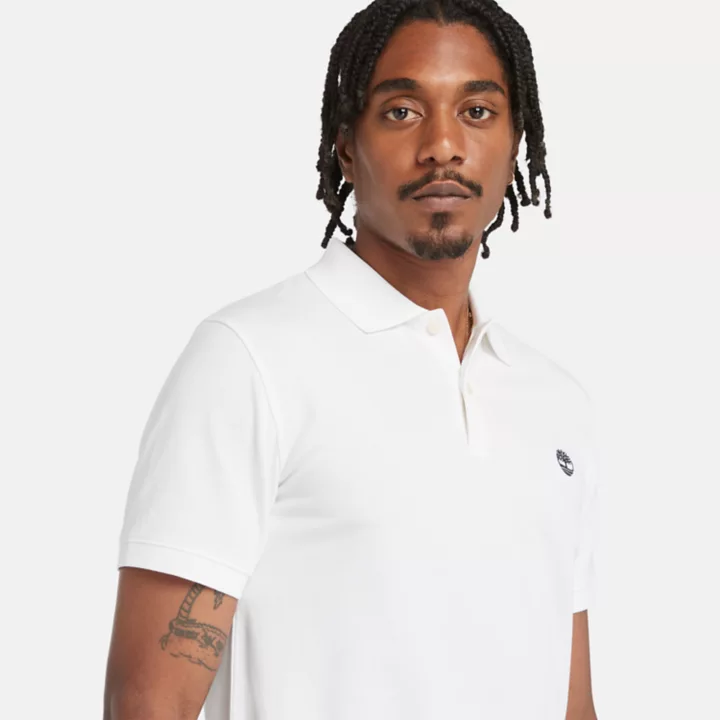 Polo stretch Merrymeeting River pour homme en blanc