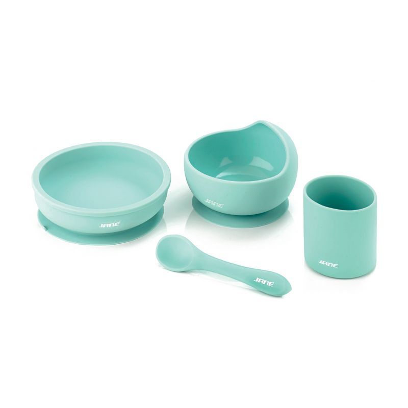 SET REPAS SILICONE 4 PIÈCES - MINT - Ecru