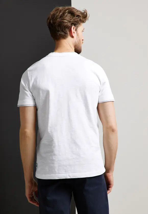 T-Shirt mit Henleyausschnitt - White