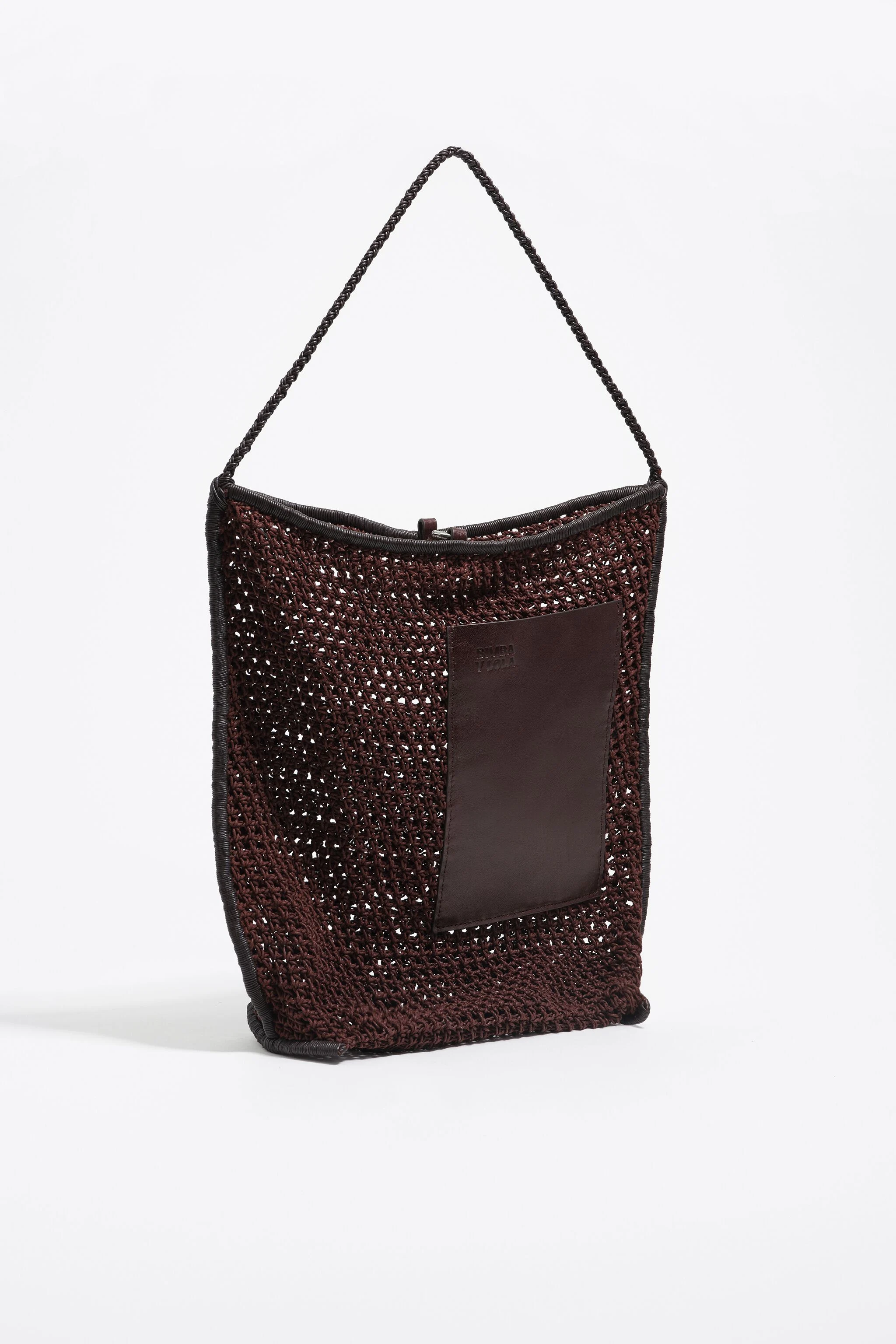 Bolsa de ombro trançada cor chocolate