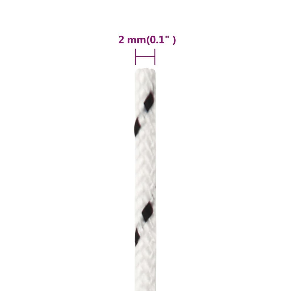 vidaXL Gevlochten zeiltouw, wit, 2 mm x 25 m, polyester