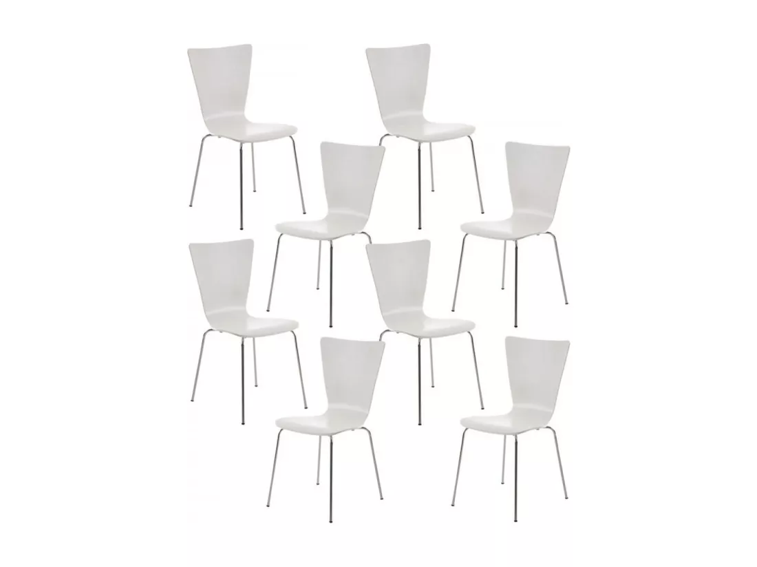 Lot de 8 Chaise de conférence - Bois & Nature - Blanc - Aaron