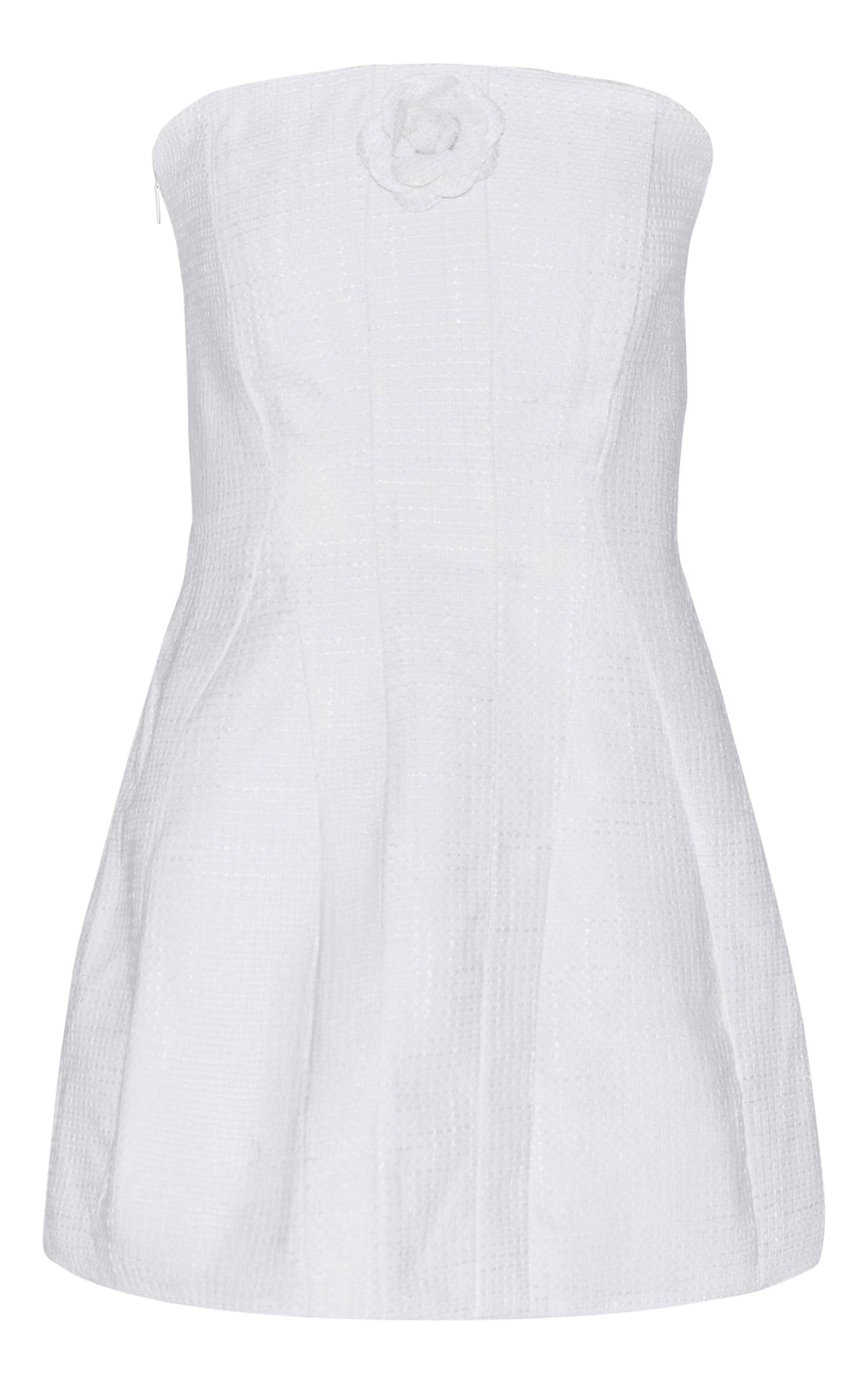 Blanc Robe Trapèze Bouclé Camélia Premium