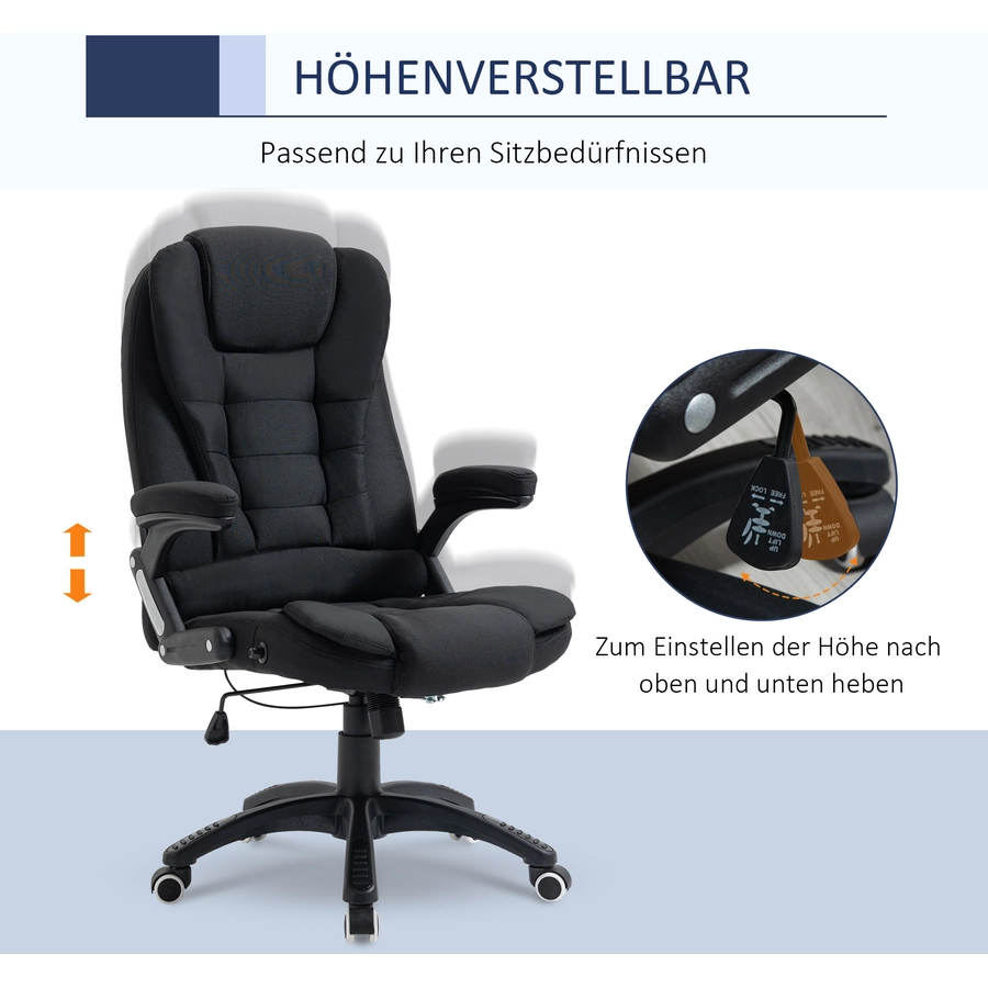 Vinsetto Bürostuhl ergonomisches design, Atmungsaktiv Schwarz