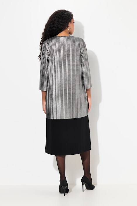 Plissee-Jacke, V-Ausschnitt, Hakenverschluss, 3/4-Arm