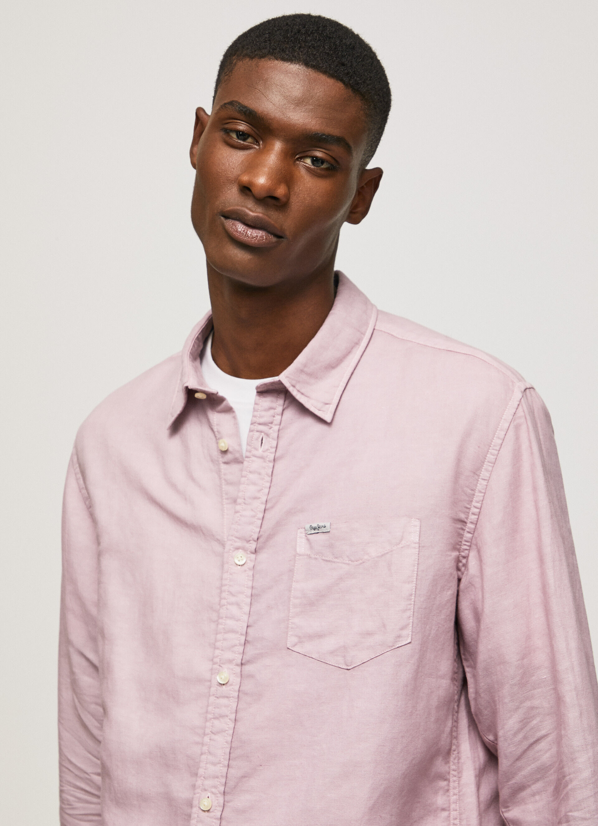 Camisa de linho de manga comprida Parker - rosa claro