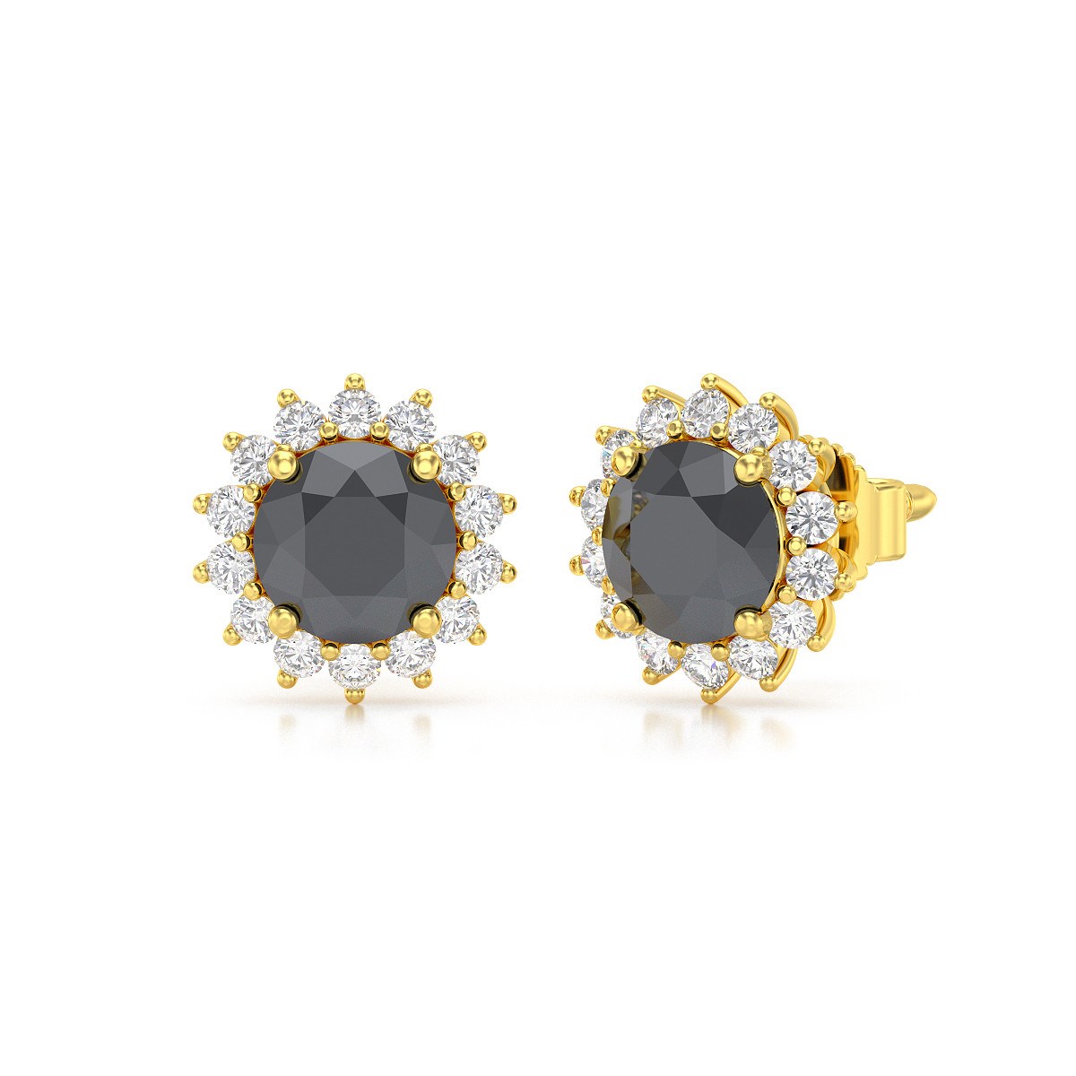 Boucles d'oreilles ADEN Or 585 Jaune Diamant noir 2.61grs