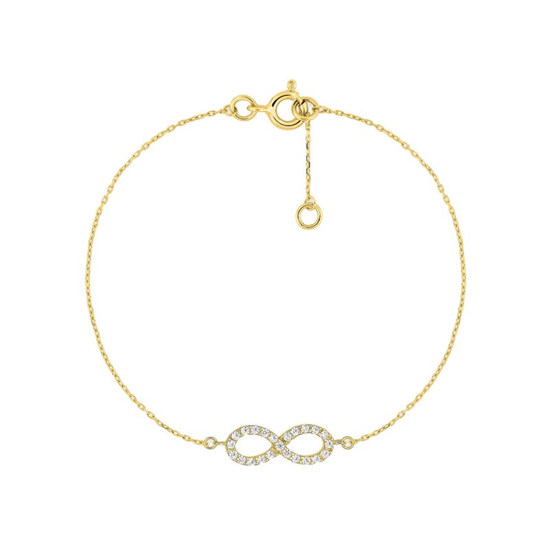 Bracelet Femme - Oxyde de zirconium - Or 18 Carats - Longueur : 18 cm