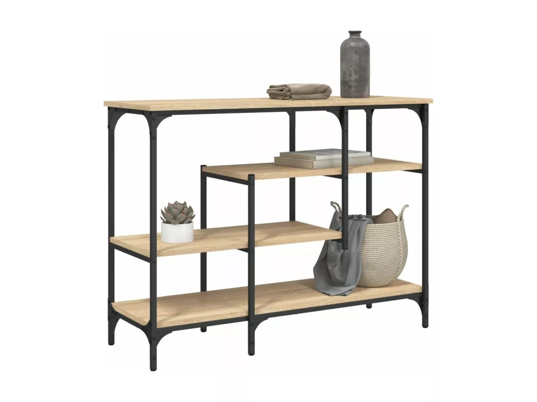Table console avec étagères chêne sonoma 100x35x75 cm