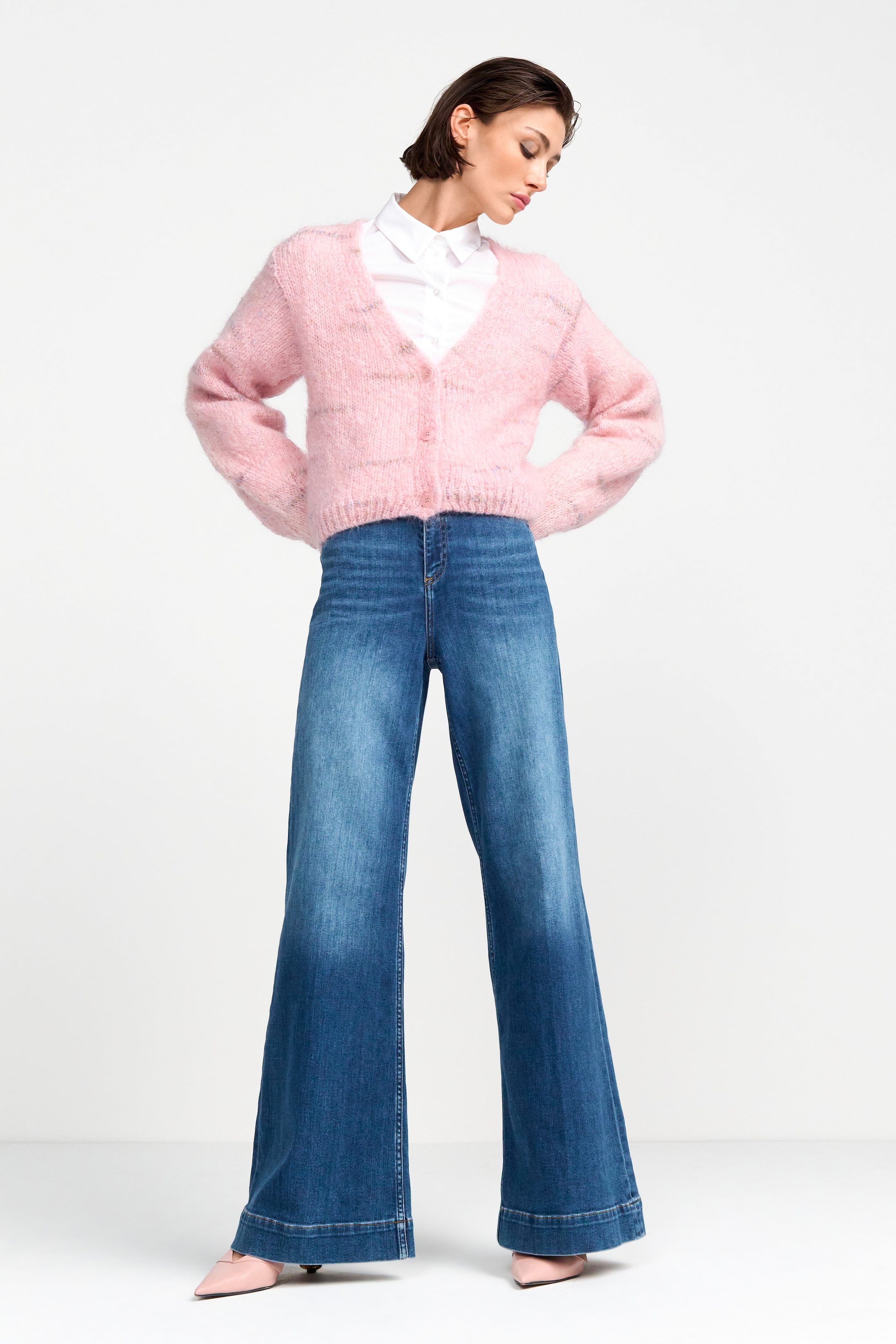 RICHROYAL Weite Jeans »NOS MR SC F Blue« Hoher Bund, weites Bein, dezente Waschung