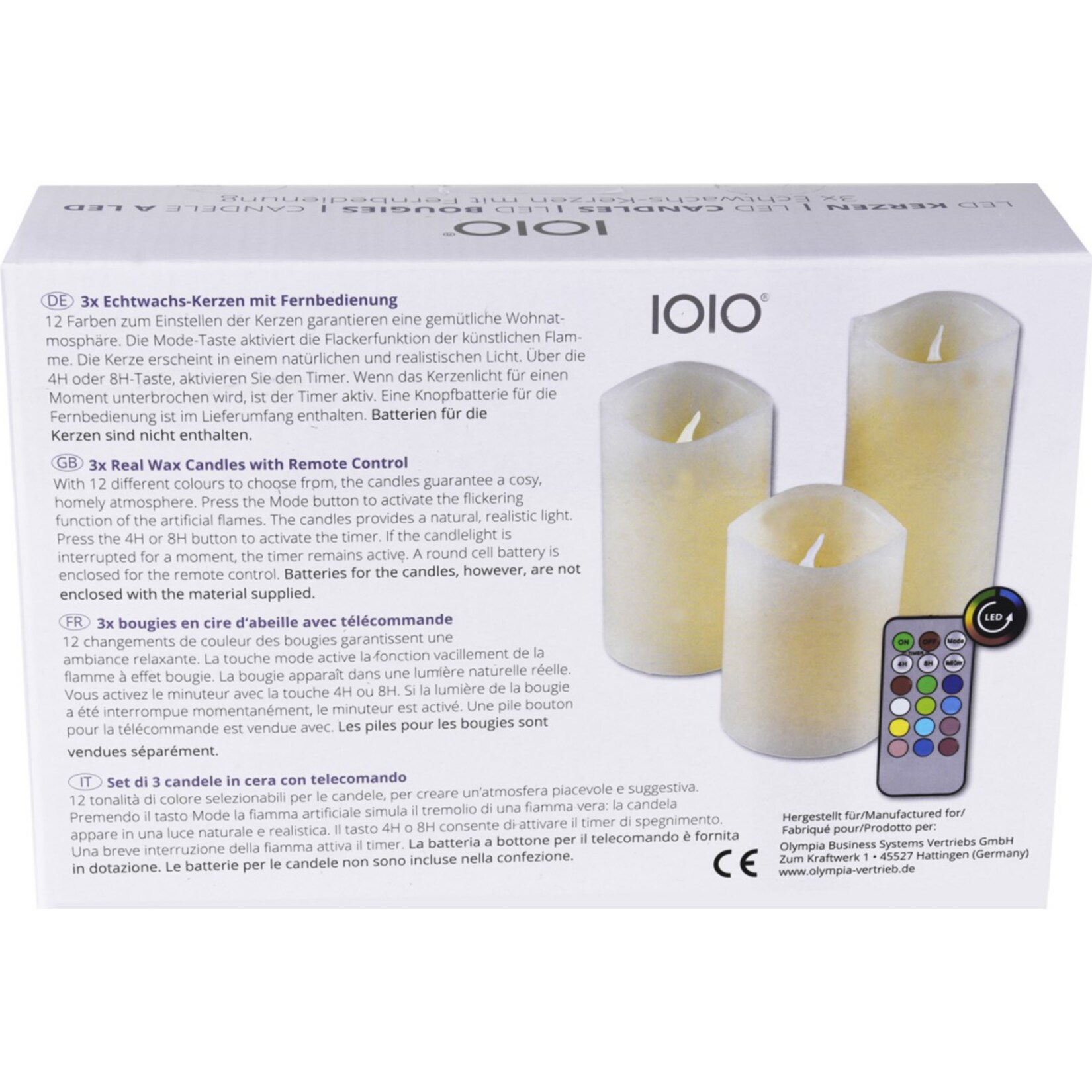 6er Set IOIO LED 48 Echtwachskerzen mit Farbwechsel und Fernbedienung