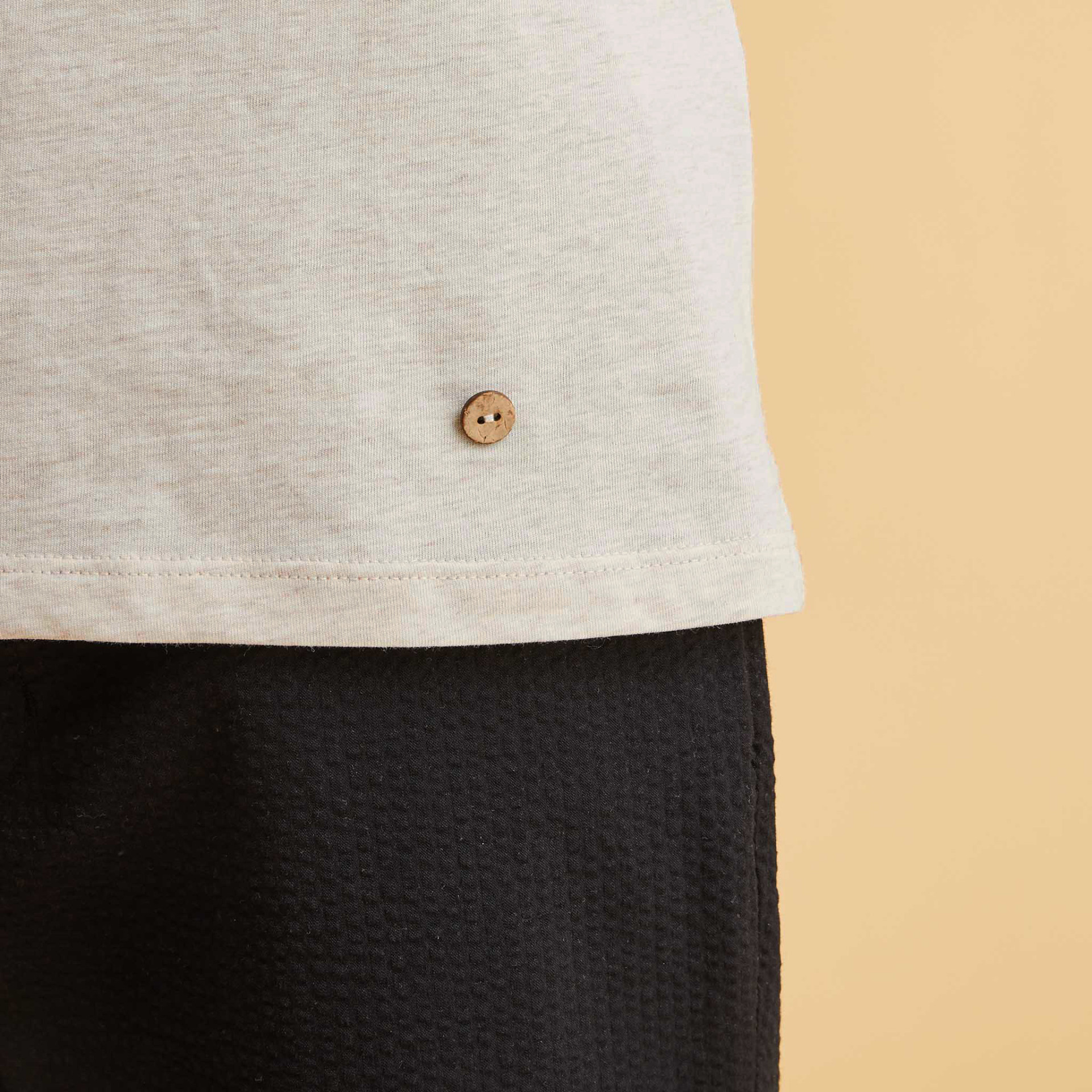 T-shirt col rond beige vélo Coton et coton recyclé - modèle Arcy