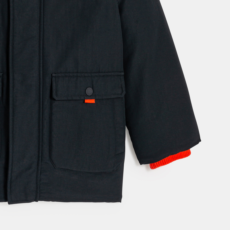 Parka matelassée à capuche gris garçon