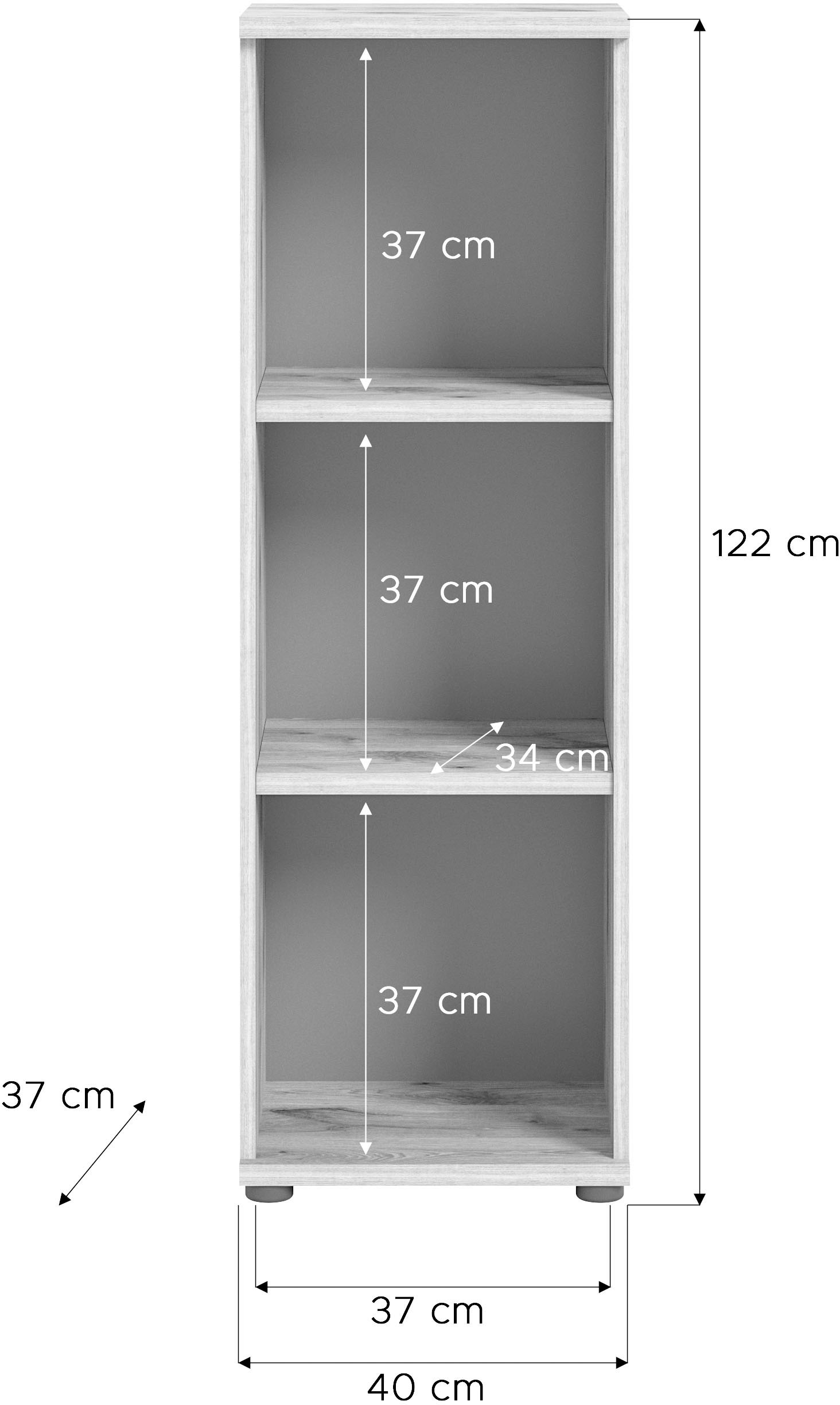 INOSIGN Aktenregal »Riga, Höhe 122 cm, 3 Fächer« Regal, Büroregal, Büroschrank, Aktenschrank, Stauraumregal