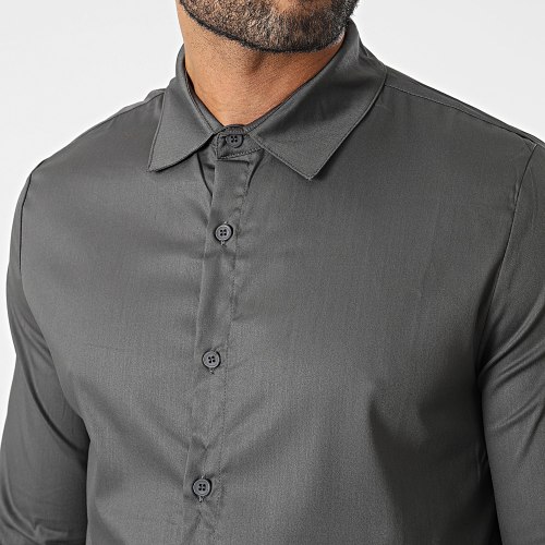 Chemises Manches Longues Gris Anthracite