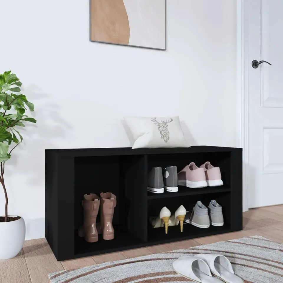 vidaXL - Lage schoenenkast 5 paar - Zwart - Bewerkt hout - 100x35x45 cm