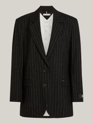 Blazer listrado oversized estilo preppy