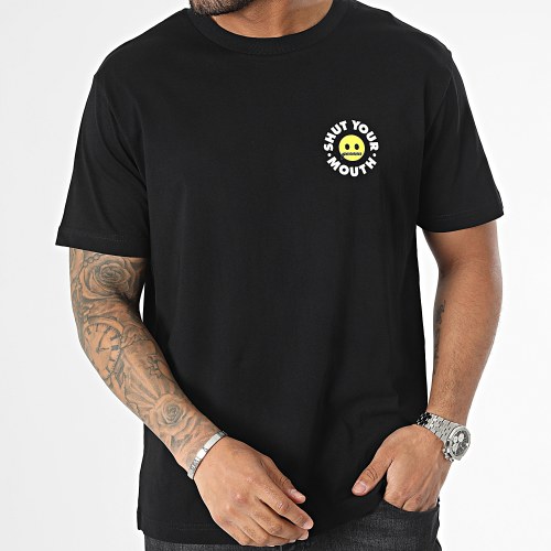 Tee Shirt Oversize Large Shut Your Mouth Noir