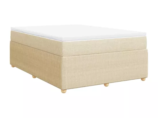 Sommier à lattes de lit avec matelas Crème 160x200 cm Tissu
