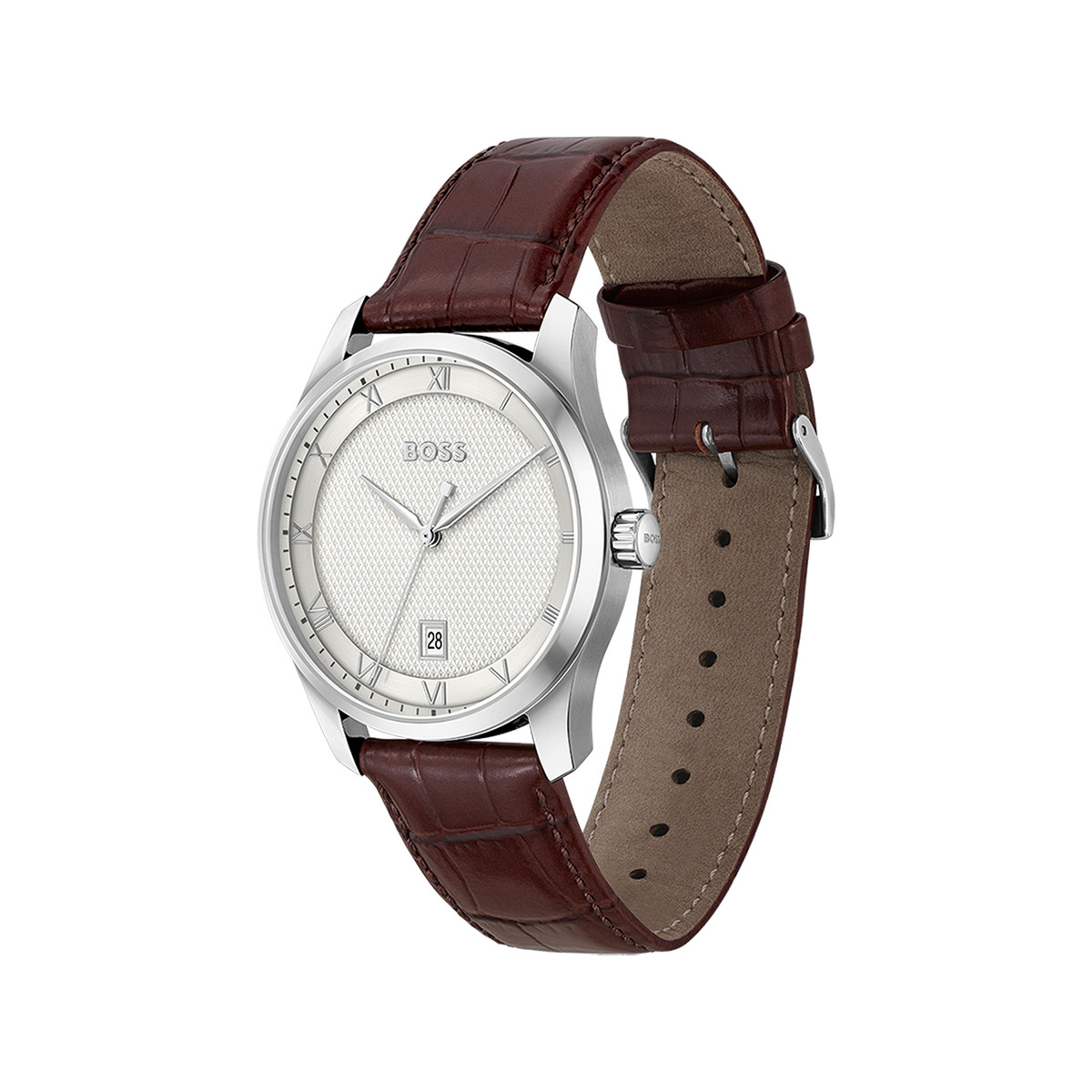 Montre BOSS business homme bracelet cuir marron