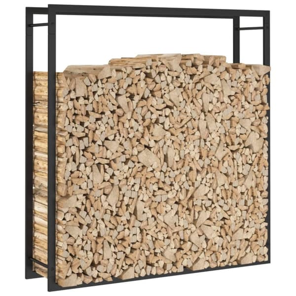 vidaXL Vedstativ matt svart 110x28x116 cm stål