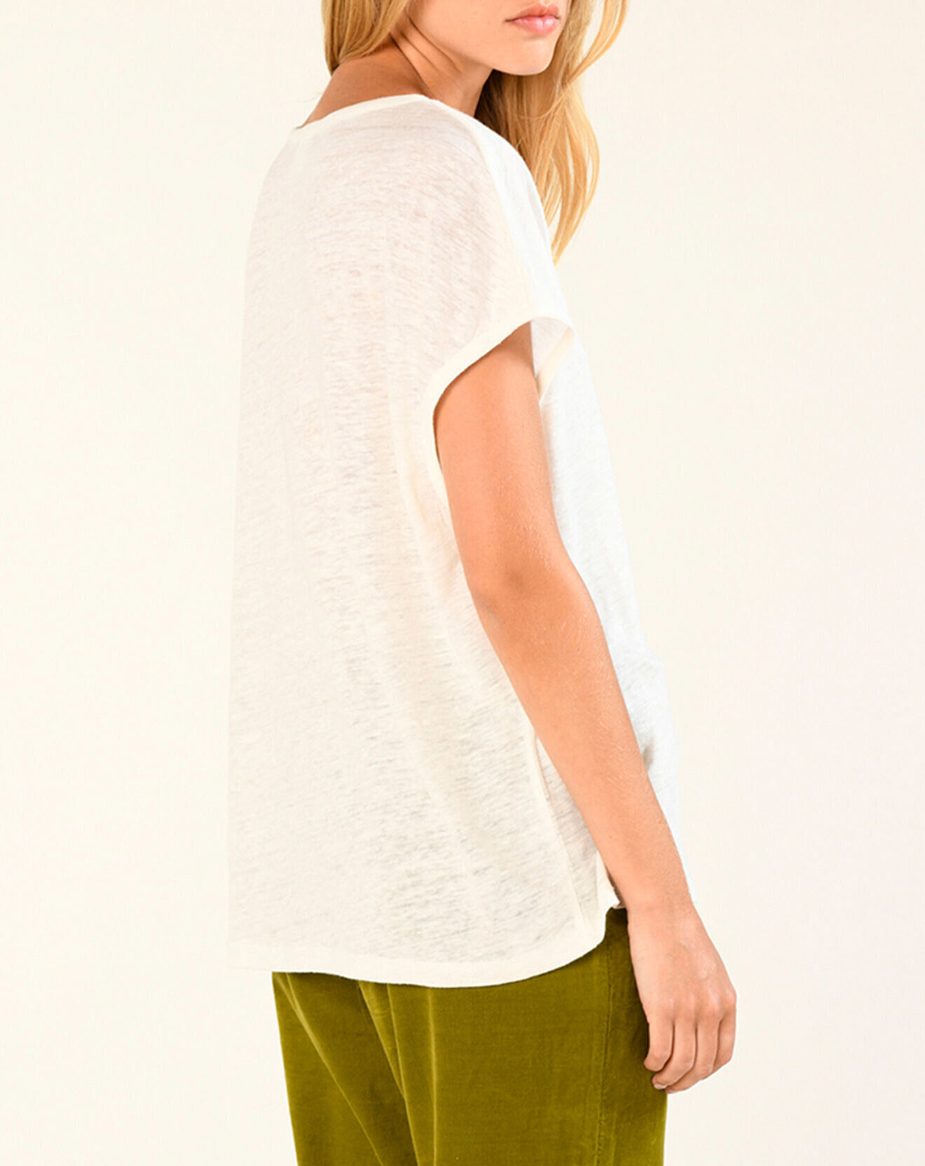 Harris Wilson T-Shirt 100% Lin Quatia imprimé écru/doré