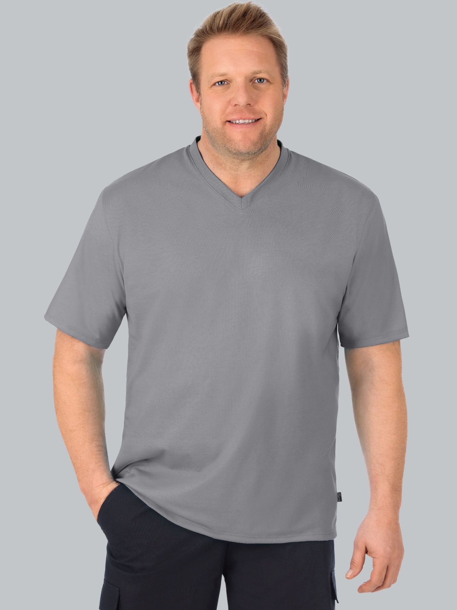 V-Shirt DELUXE Baumwolle Cool-grey