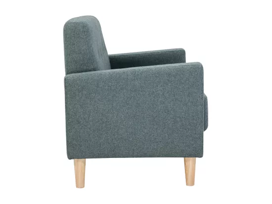 Canapé scandinave 2 places en tissu vert de gris et bois clair MOON