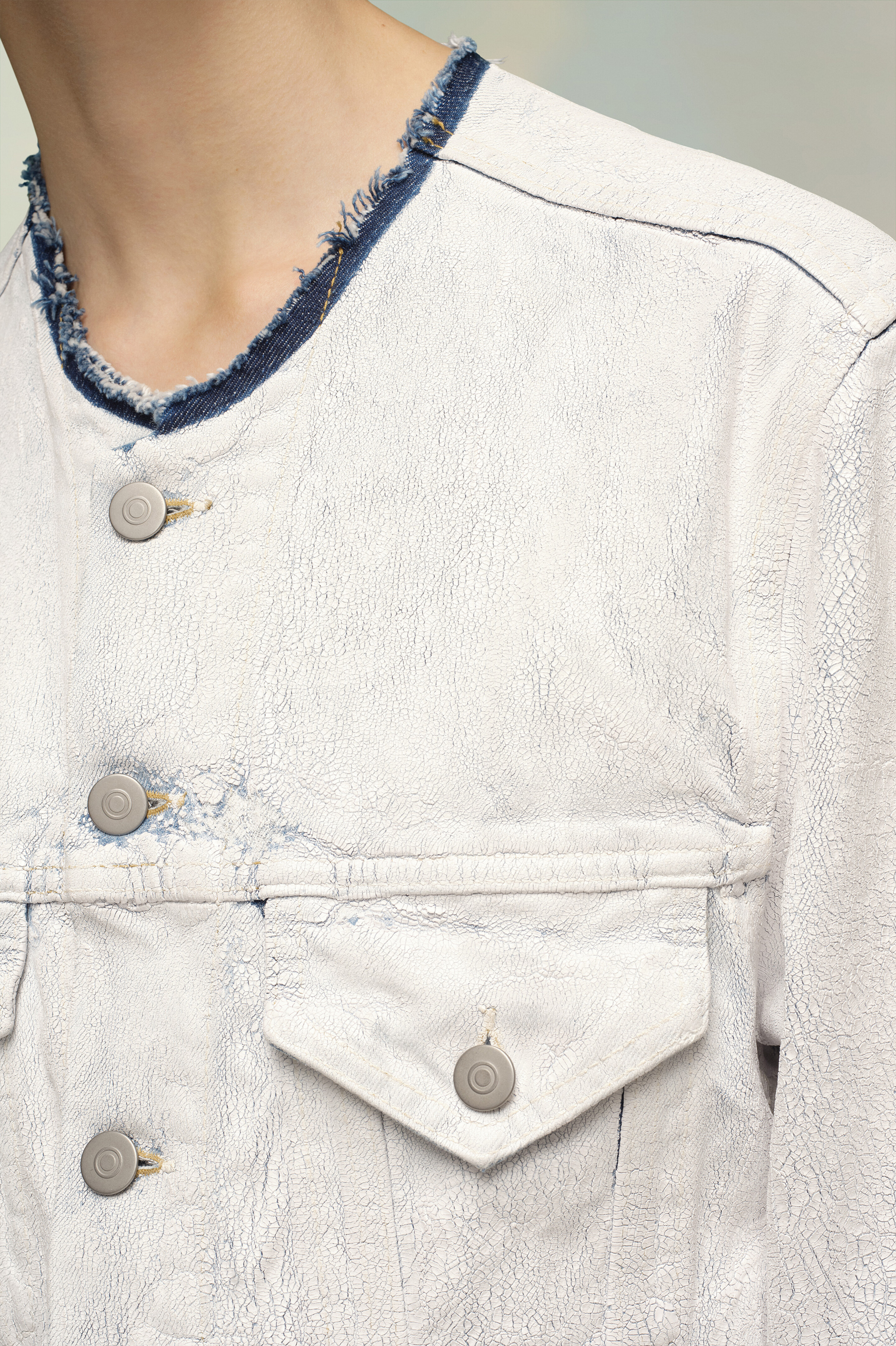Veste en jean courte - Blanc craquelé