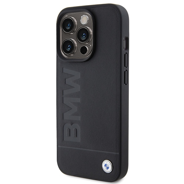 iPhone 15 Pro Max MagSafe Echtleder Hülle Imprint (BMHMP15XSLLBK) - Schwarz