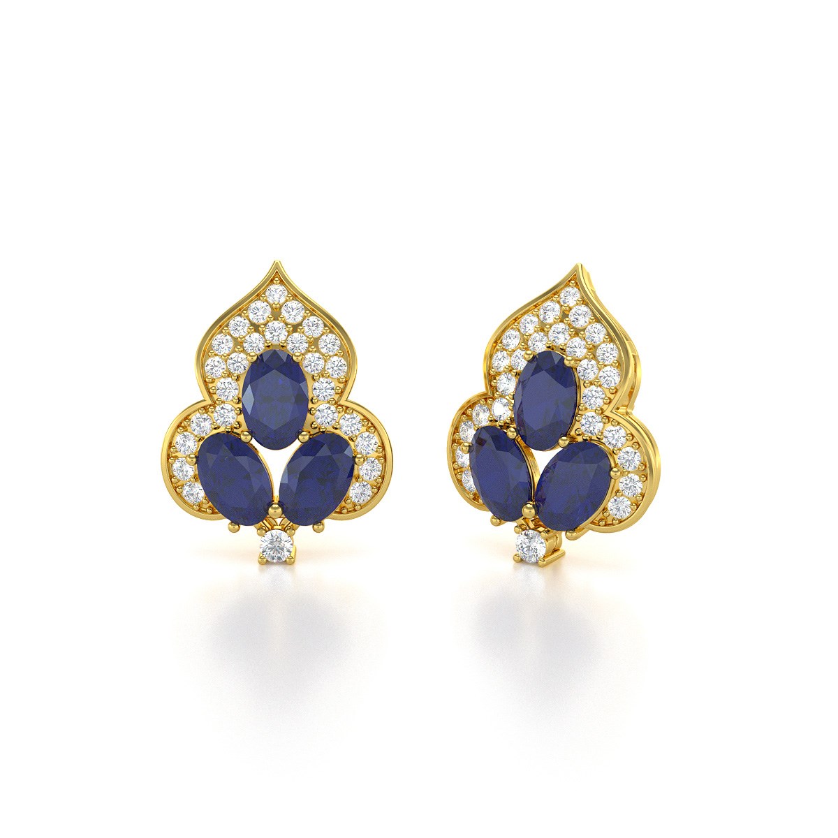 Boucles d'oreilles ADEN Or 585 Jaune et Saphir 3.5grs