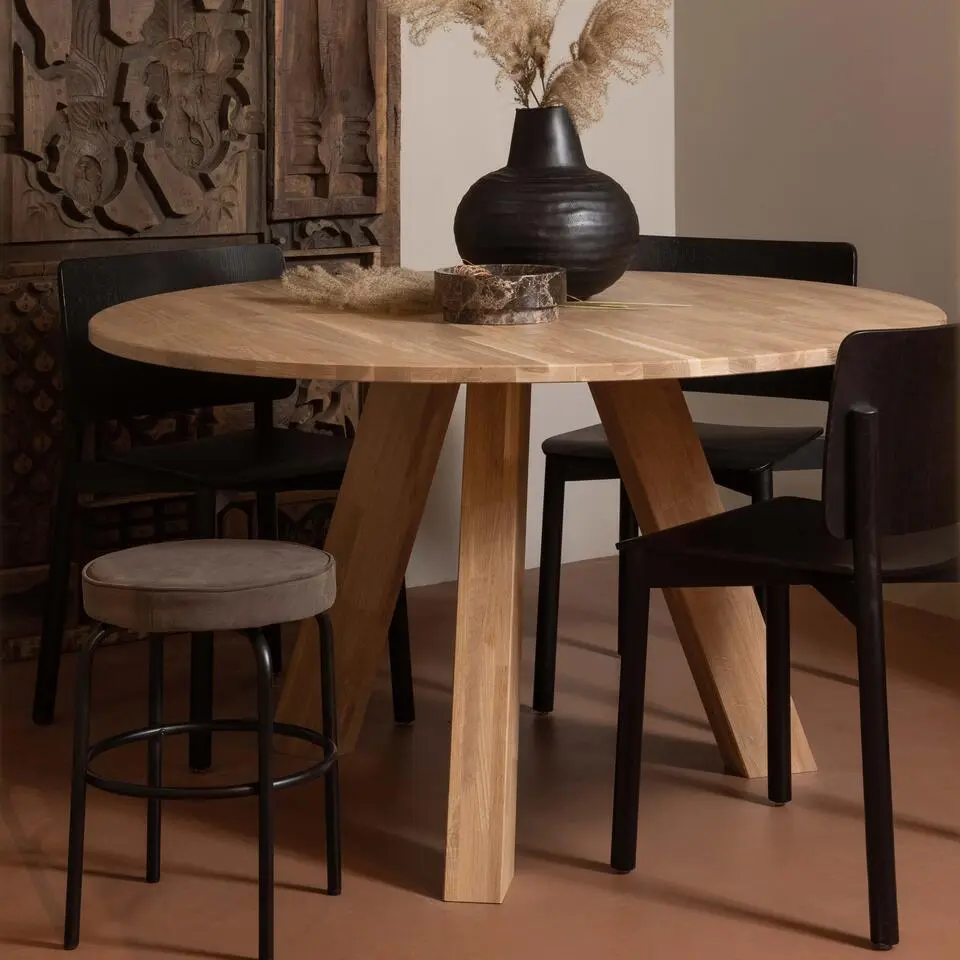 WOOOD Rhonda Eettafel - Rond - Eiken - Naturel - Ø129 cm
