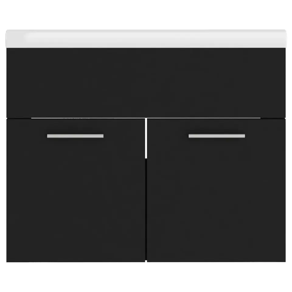 vidaXL - Wastafelkast En Wastafel - Zwart - Bewerkt hout - 60 x 38.5 x 46 cm