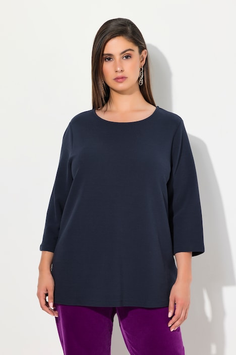 Sweatshirt, Querrippen, Rundhals, 3/4-Arm