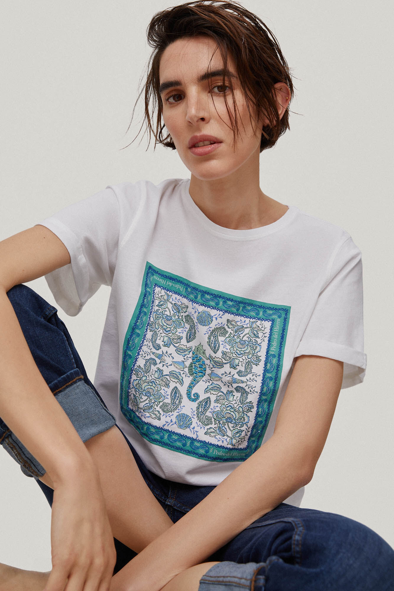 Camiseta de manga curta - Branco-sujo