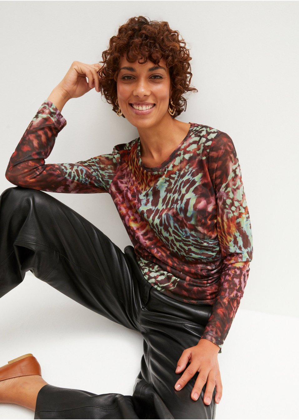 T-shirt en mesh avec fronces