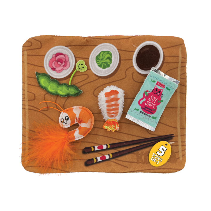 Brinquedo interativo para gatos Kong Pull-A-Partz Sushi