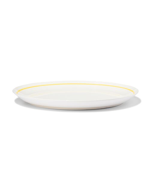 assiette plate Ø26cm - new bone blanc et jaune - vaisselle dépareillée