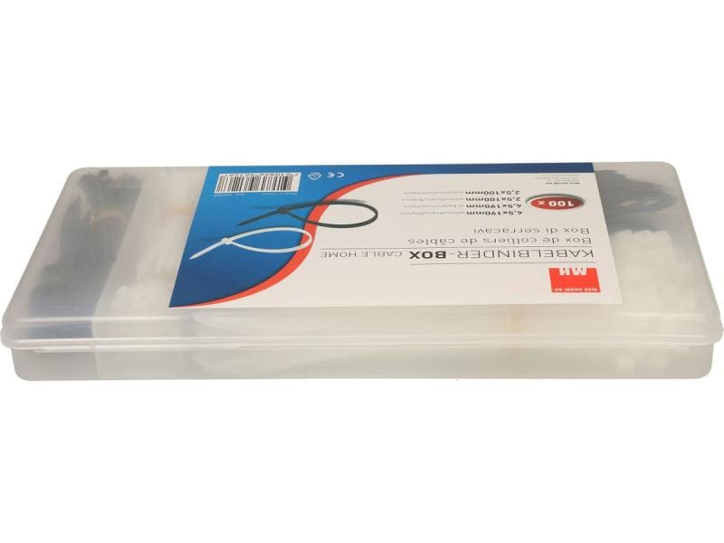 Max Hauri Kabelbinder Weiss/Schwarz 100 mm/190 mm x 2.5 mm/ Kabelbinderbox