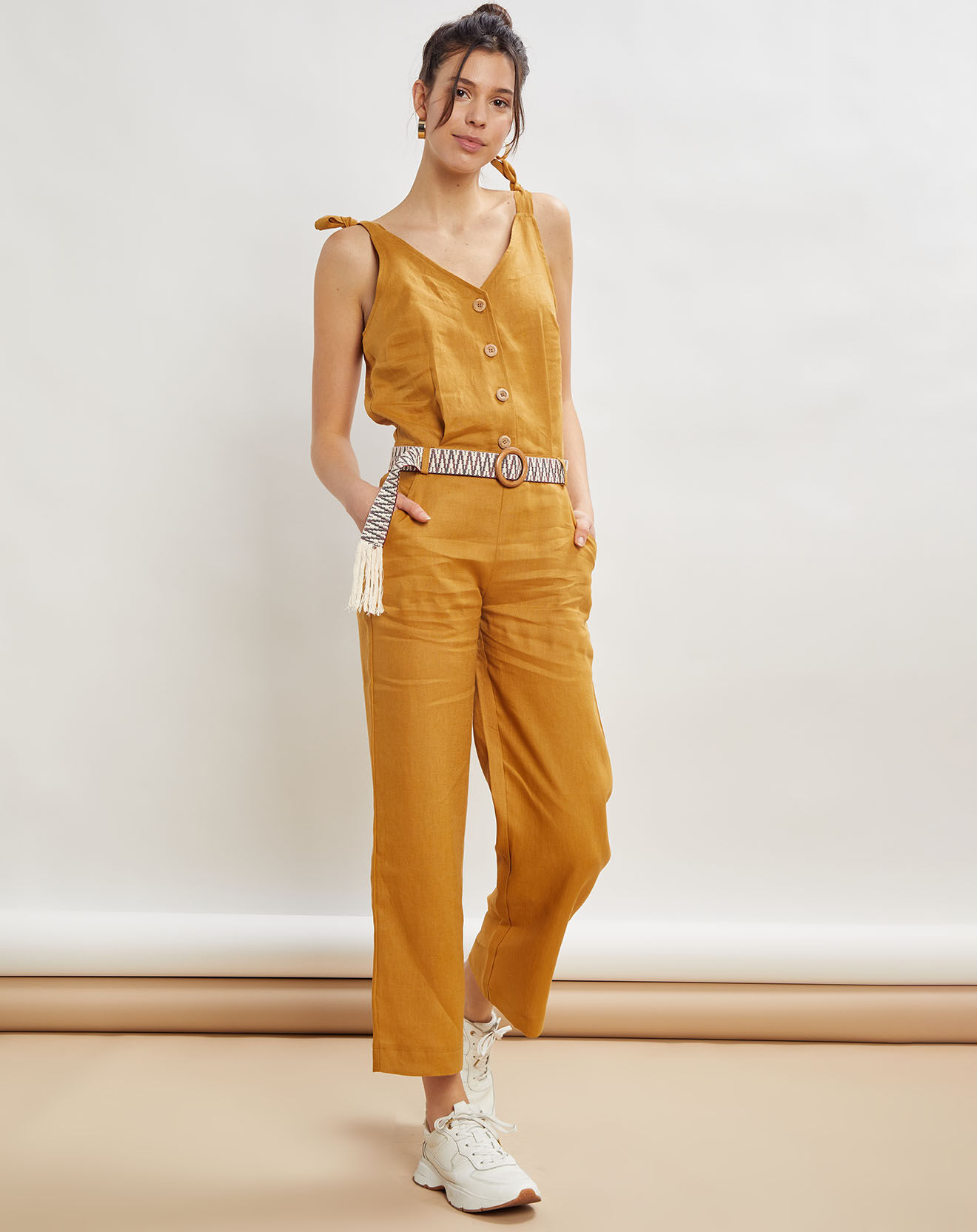 La Petite Francaise Combinaison 100% Lin Cecilia ocre