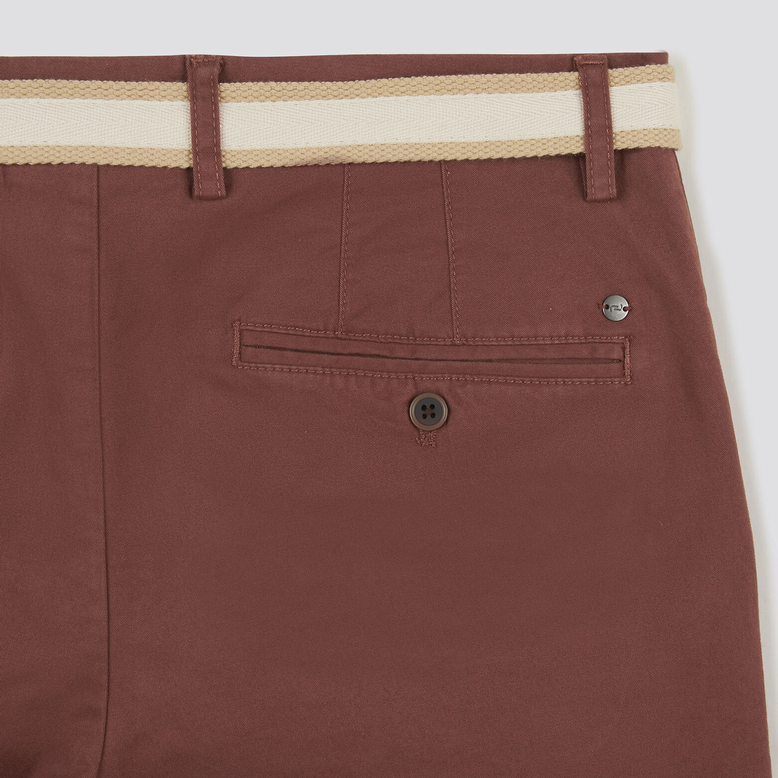 Bermuda chino uni avec ceinture Marron