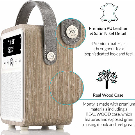 VQ Monty DAB+FM radio m. Bluetooth - træ