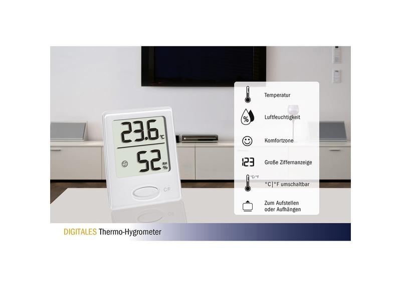 TFA Dostmann Thermo-/Hygrometer Digital Weiss Digitales Thermo-Hygrometer