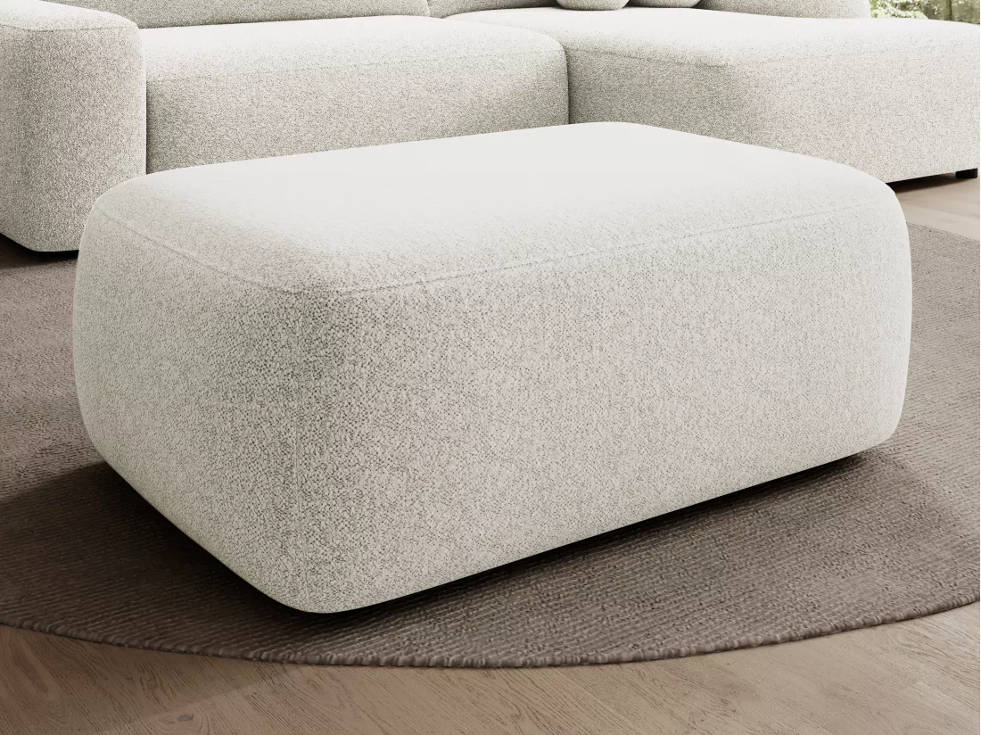 Pouf en tissu texturé crème DAVISO