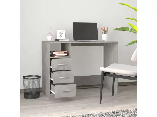 Bureau avec tiroirs Gris béton 102x50x76 cm Bois d'ingénierie