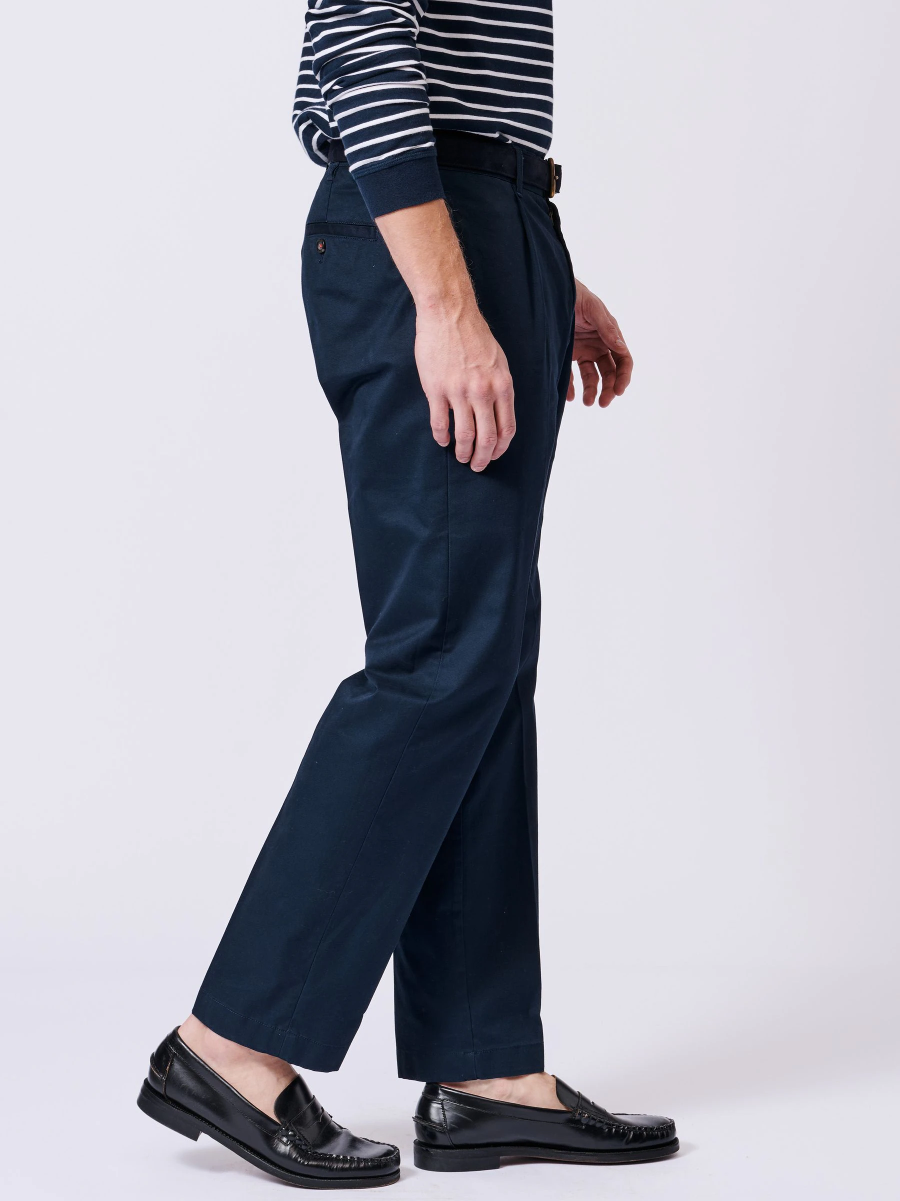 Blauw - Aubin Stickney broek van 100% katoen met relaxte pasvorm